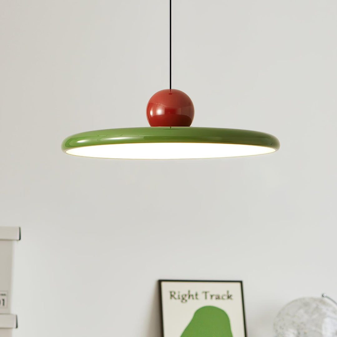 Metal Pendant Ceiling Light 11.8 in Round Disk Warm LED Indoor Dining Room Kitchen Island Hanging Fixture | Kalsten