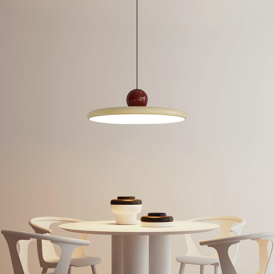 Metal Pendant Ceiling Light 11.8 in Round Disk Warm LED Indoor Dining Room Kitchen Island Hanging Fixture | Kalsten