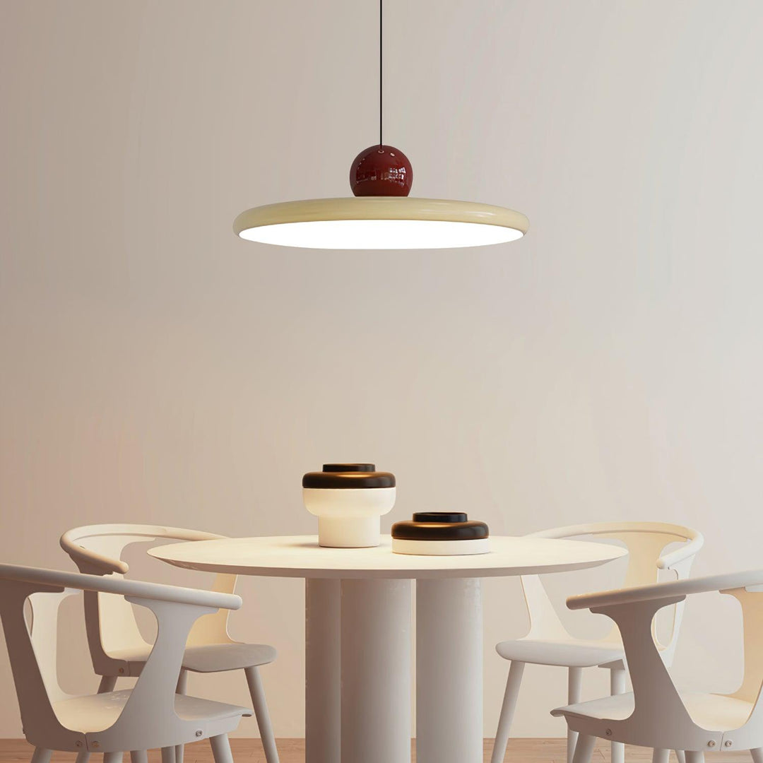 Metal Pendant Ceiling Light 11.8 in Round Disk Warm LED Indoor Dining Room Kitchen Island Hanging Fixture | Kalsten