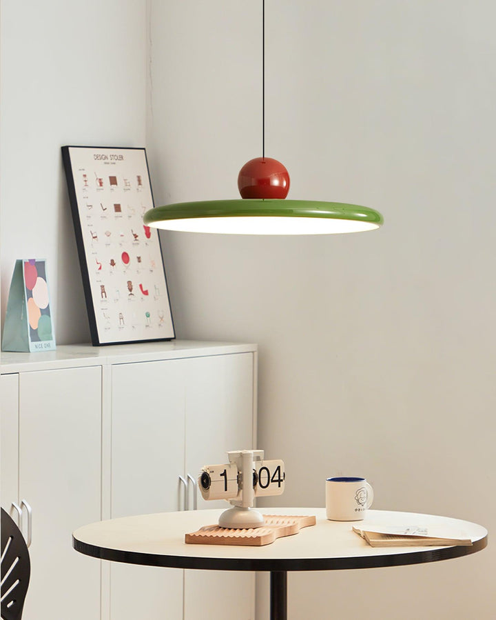 Metal Pendant Ceiling Light 11.8 in Round Disk Warm LED Indoor Dining Room Kitchen Island Hanging Fixture | Kalsten
