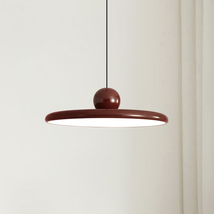 Metal Pendant Ceiling Light 11.8 in Round Disk Warm LED Indoor Dining Room Kitchen Island Hanging Fixture | Kalsten