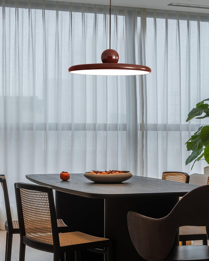 Metal Pendant Ceiling Light 11.8 in Round Disk Warm LED Indoor Dining Room Kitchen Island Hanging Fixture | Kalsten