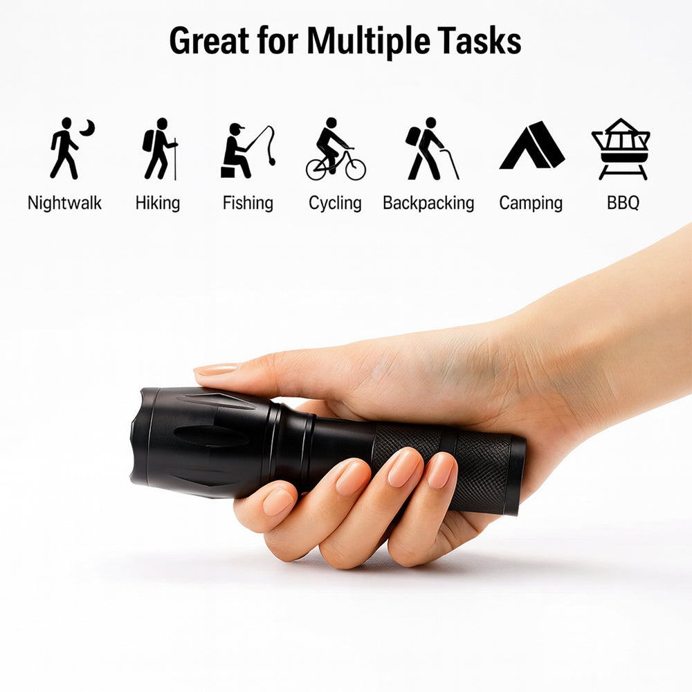 Taclight LED Zoom Flashlight (waterproof and shockproof) w/5 functions | Kalsten