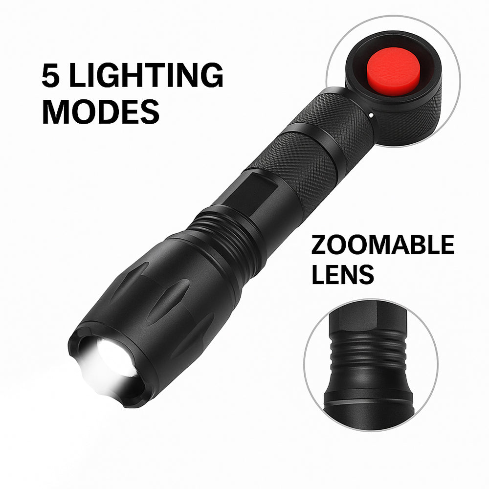Taclight LED Zoom Flashlight (waterproof and shockproof) w/5 functions | Kalsten