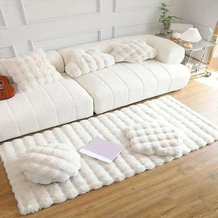 Kalsten | Floral Plush Faux Fur Rug with Non-Slip Backing