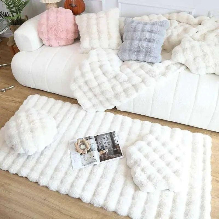Kalsten | Floral Plush Faux Fur Rug with Non-Slip Backing