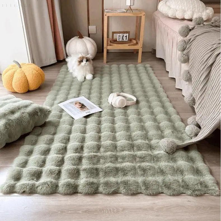 Kalsten | Floral Plush Faux Fur Rug with Non-Slip Backing