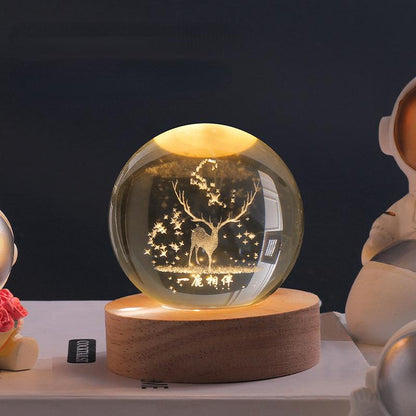 3D Crystal Ball with LED Lighting | Glowing Ball for Bedroom and Decoration | Perfect Gift | Karnz