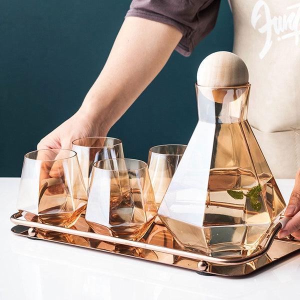Luxury Diamond Shaped Jug and Drinking Glasses Set | Kalsten