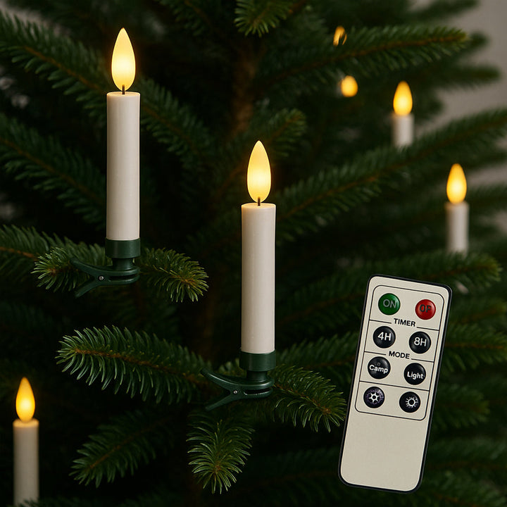Wireless LED Christmas Tree Candles with Remote Control – 10, 20 or 30 Pieces. | Kalsten