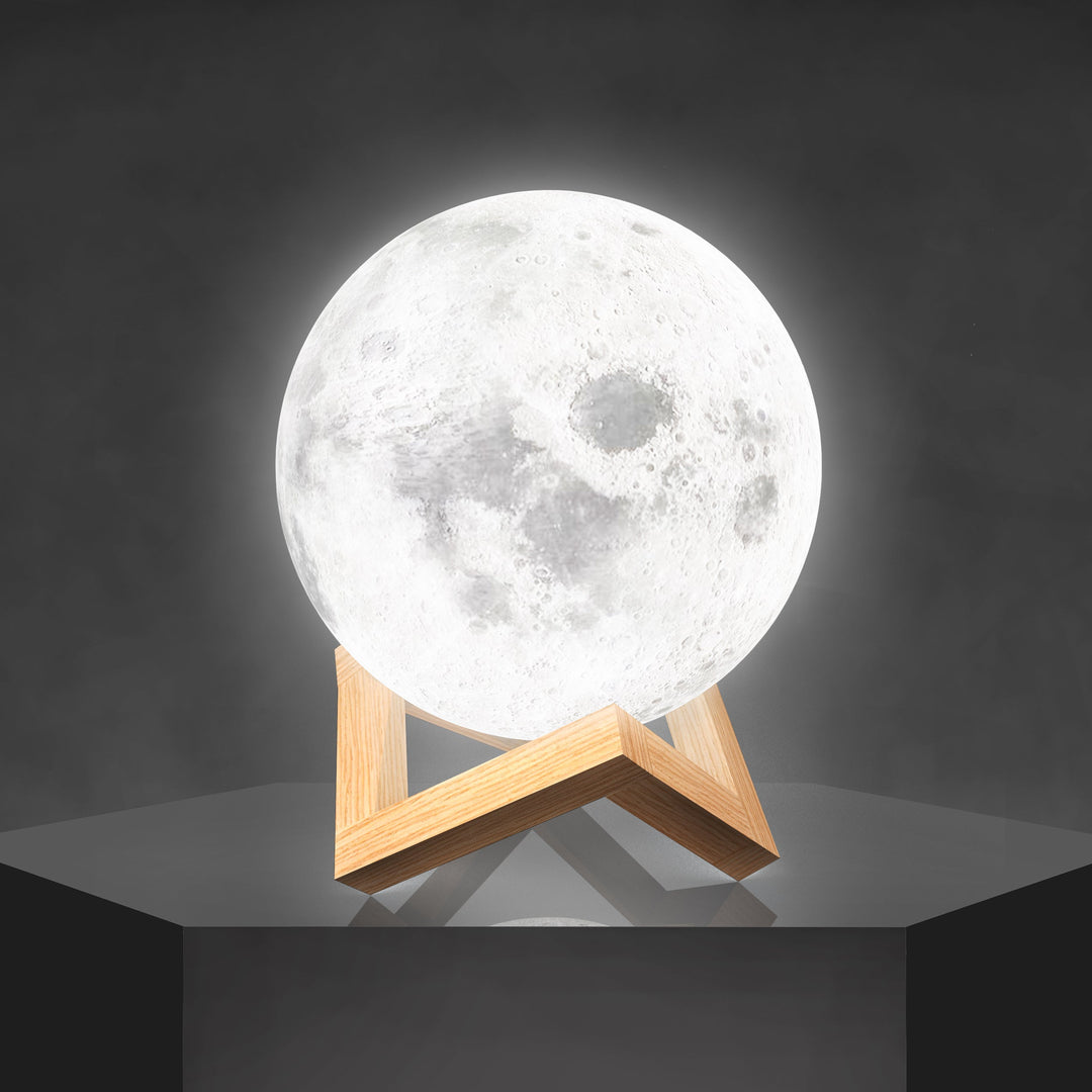 3D Moon Lamp with Wooden Base Kalsten