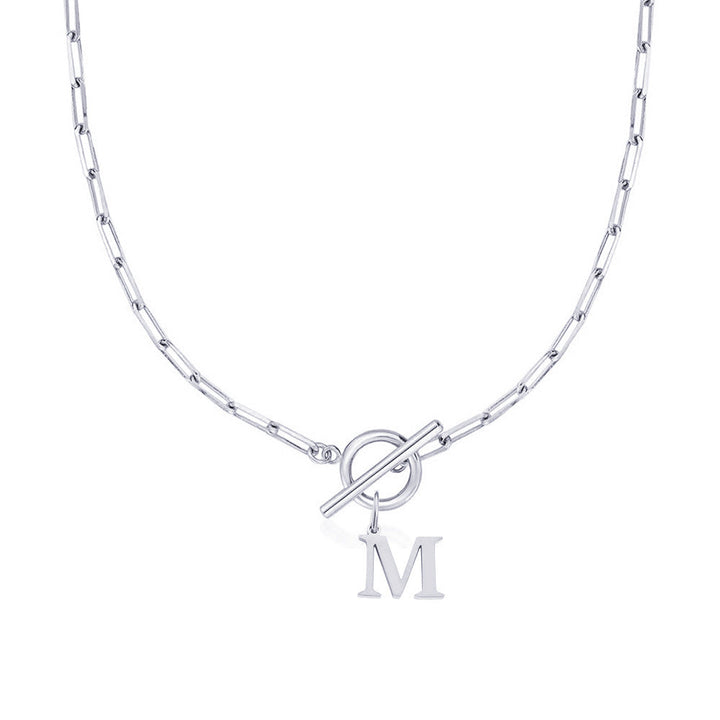 Kalsten | Paperclip Letter Initial Circle Lock Clasp Necklace
