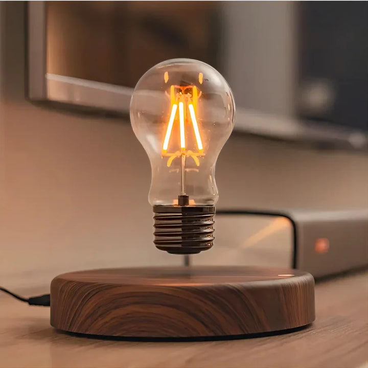 Floating Lightbulb with Walnut Wood Base - LevitaLux | Kalsten