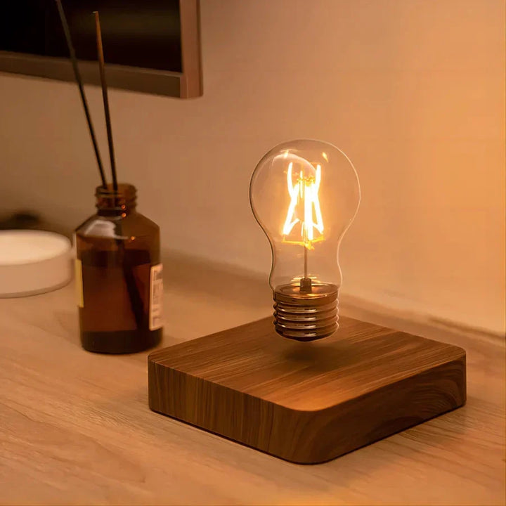 Floating Lightbulb with Walnut Wood Base - LevitaLux | Kalsten