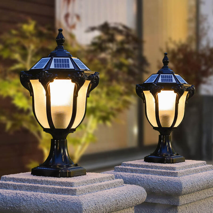 European Retro Die-Cast Aluminum Glass Solar Waterproof Outdoor Garden Landscape Column Light | Kalsten