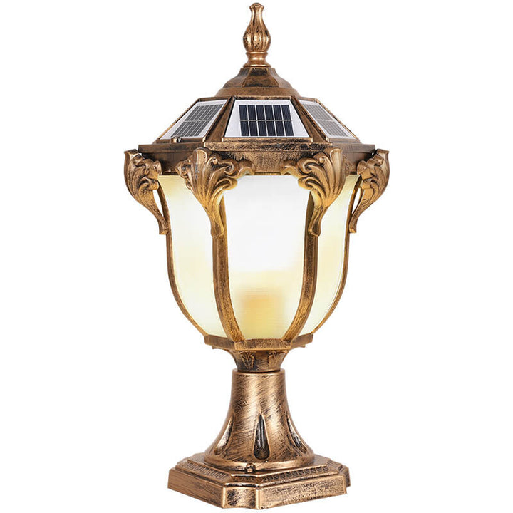 European Retro Die-Cast Aluminum Glass Solar Waterproof Outdoor Garden Landscape Column Light | Kalsten