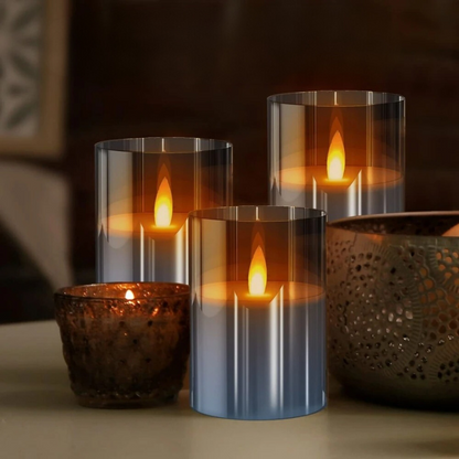 Skanto | LED Ambient Candle Lights | Realistic Flame Aura, Customizable Brightness & Timer Settings for Home Decor and Events