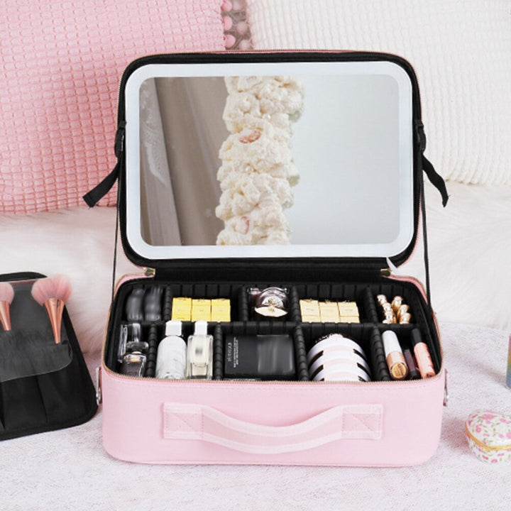Travel Makeup Case with LED Light & Mirror Portable Kalsten
