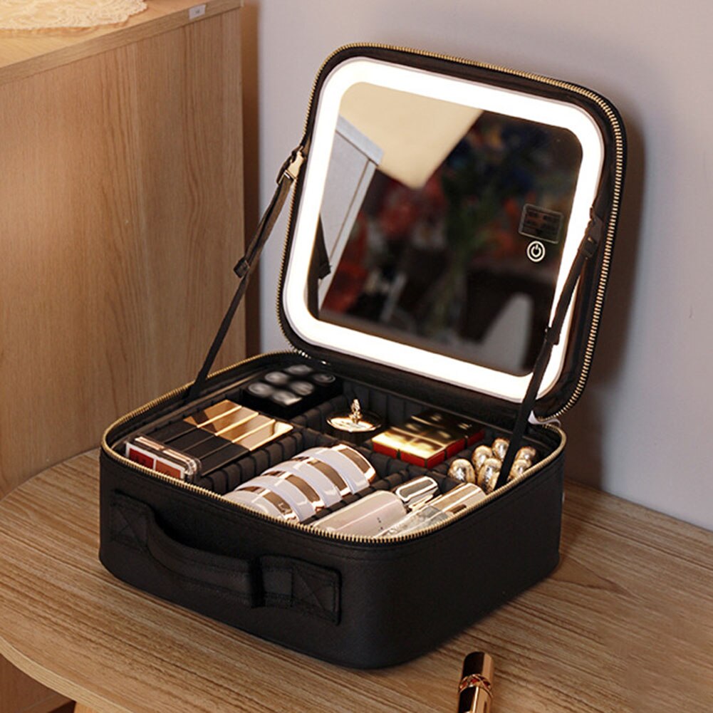 Travel Makeup Case with LED Light & Mirror Portable Kalsten