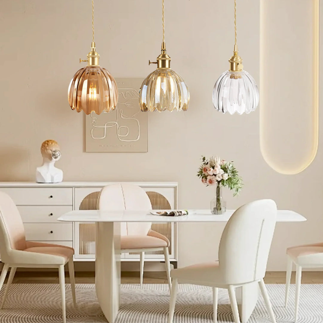 Pendant Light Glass 10 in Flower Shape E27 40W Dining Room Kitchen Island Ceiling Lamp | Kalsten