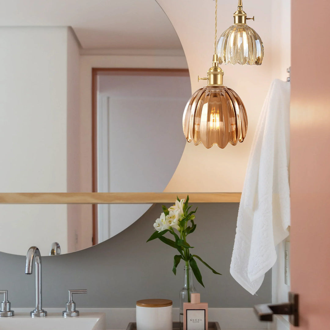 Pendant Light Glass 10 in Flower Shape E27 40W Dining Room Kitchen Island Ceiling Lamp | Kalsten
