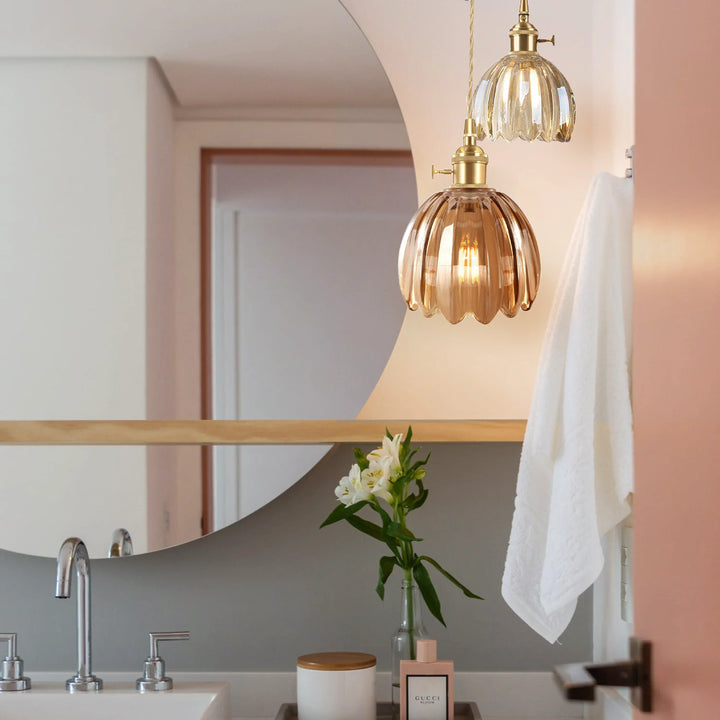 Pendant Light Glass 10 in Flower Shape E27 40W Dining Room Kitchen Island Ceiling Lamp | Kalsten