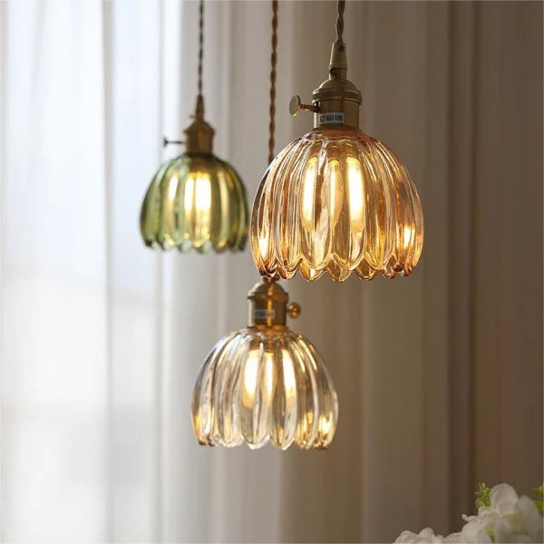 Pendant Light Glass 10 in Flower Shape E27 40W Dining Room Kitchen Island Ceiling Lamp | Kalsten