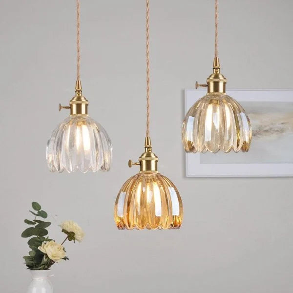 Pendant Light Glass 10 in Flower Shape E27 40W Dining Room Kitchen Island Ceiling Lamp | Kalsten