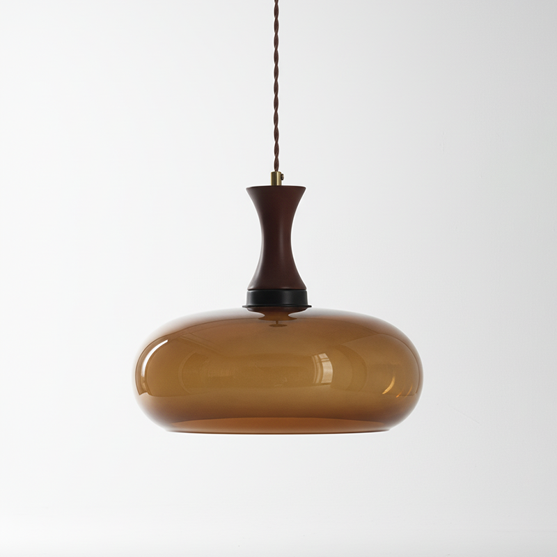 Pendant Light Glass 7 in Brown Dining Room Kitchen Island Ceiling Lamp Adjustable Height | Kalsten