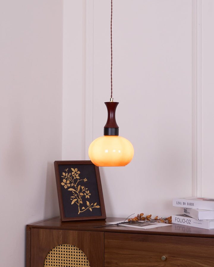 Pendant Light Glass 7 in Brown Dining Room Kitchen Island Ceiling Lamp Adjustable Height | Kalsten