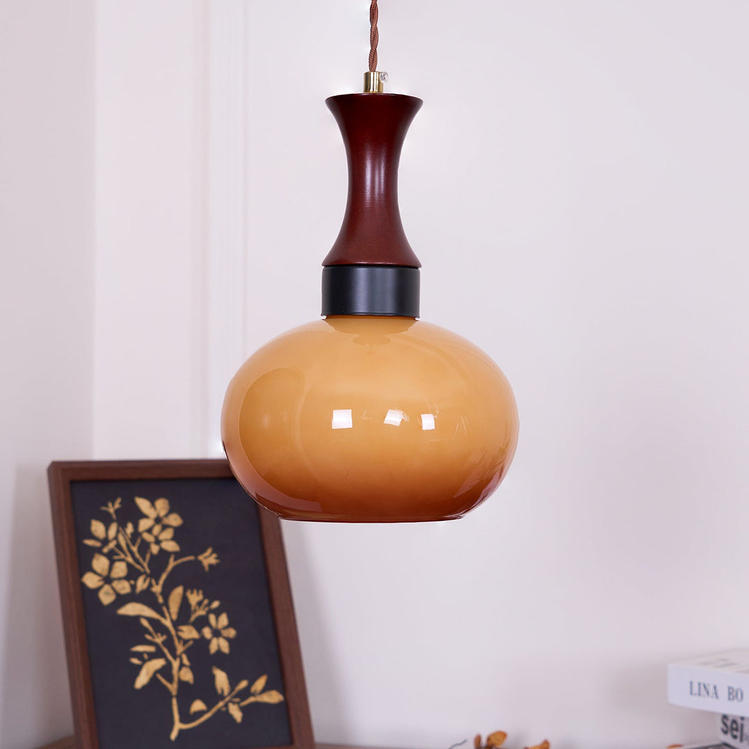 Pendant Light Glass 7 in Brown Dining Room Kitchen Island Ceiling Lamp Adjustable Height | Kalsten