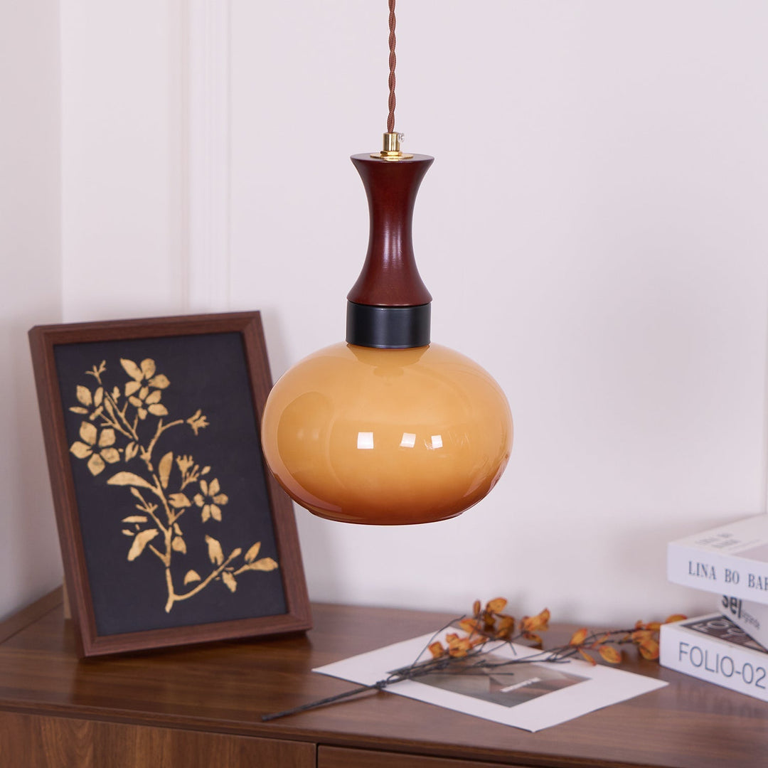 Pendant Light Glass 7 in Brown Dining Room Kitchen Island Ceiling Lamp Adjustable Height | Kalsten