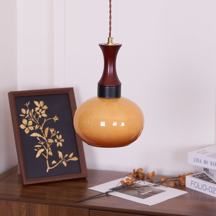 Pendant Light Glass 7 in Brown Dining Room Kitchen Island Ceiling Lamp Adjustable Height | Kalsten