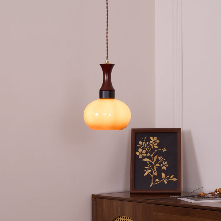 Pendant Light Glass 7 in Brown Dining Room Kitchen Island Ceiling Lamp Adjustable Height | Kalsten