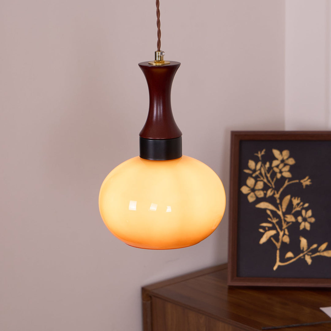 Pendant Light Glass 7 in Brown Dining Room Kitchen Island Ceiling Lamp Adjustable Height | Kalsten