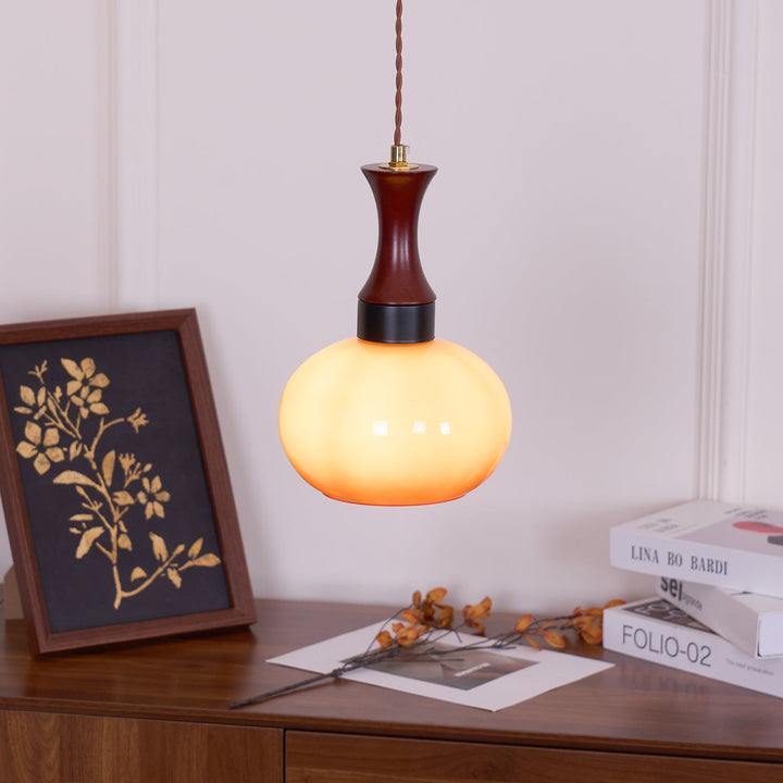 Pendant Light Glass 7 in Brown Dining Room Kitchen Island Ceiling Lamp Adjustable Height | Kalsten