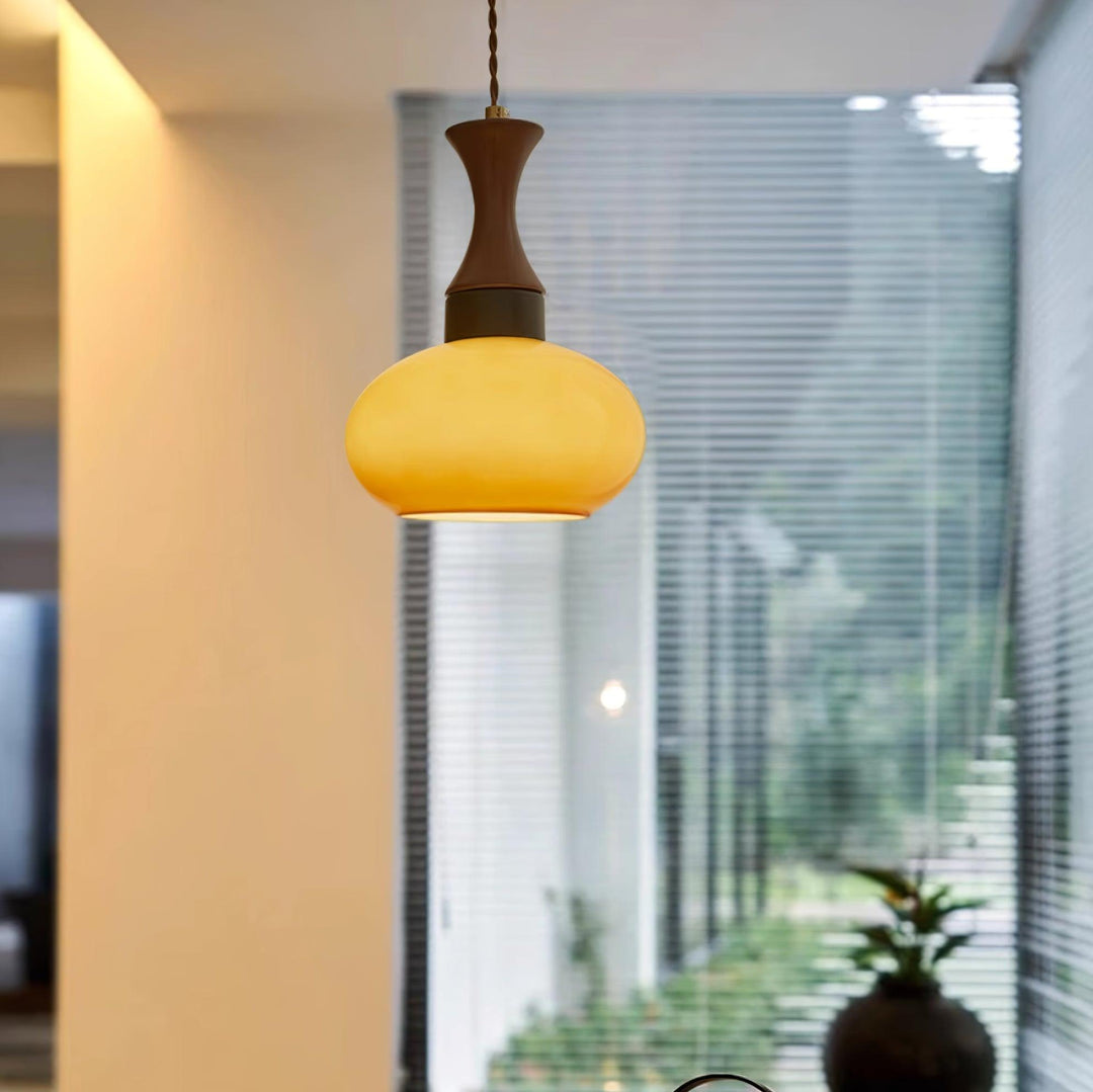 Pendant Light Glass 7 in Brown Dining Room Kitchen Island Ceiling Lamp Adjustable Height | Kalsten