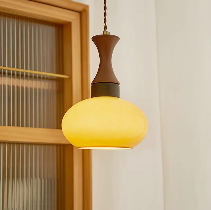 Pendant Light Glass 7 in Brown Dining Room Kitchen Island Ceiling Lamp Adjustable Height | Kalsten