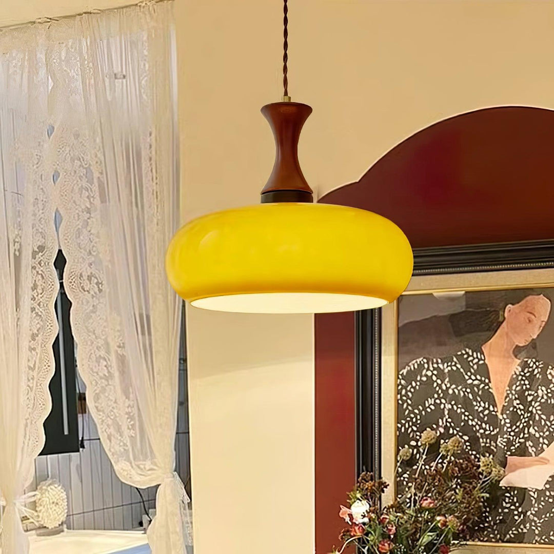 Pendant Light Glass 7 in Brown Dining Room Kitchen Island Ceiling Lamp Adjustable Height | Kalsten