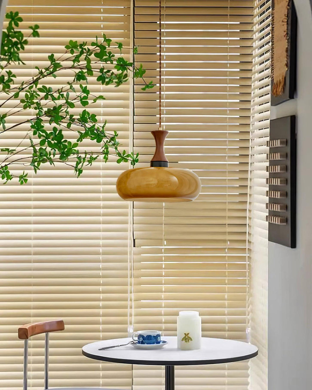 Pendant Light Glass 7 in Brown Dining Room Kitchen Island Ceiling Lamp Adjustable Height | Kalsten