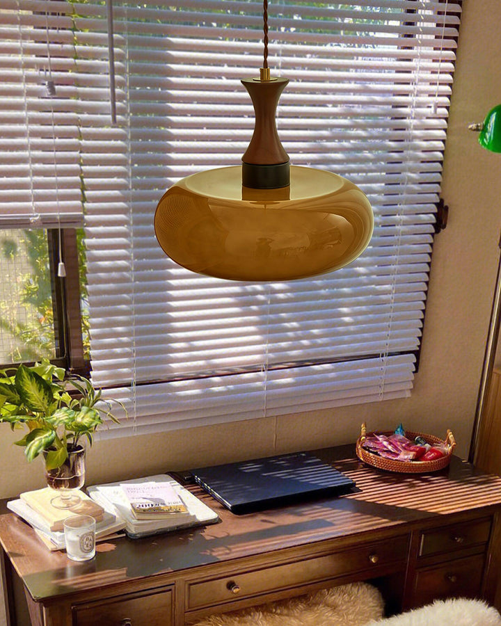 Pendant Light Glass 7 in Brown Dining Room Kitchen Island Ceiling Lamp Adjustable Height | Kalsten