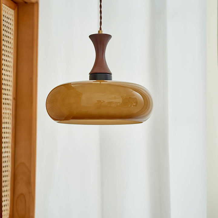 Pendant Light Glass 7 in Brown Dining Room Kitchen Island Ceiling Lamp Adjustable Height | Kalsten