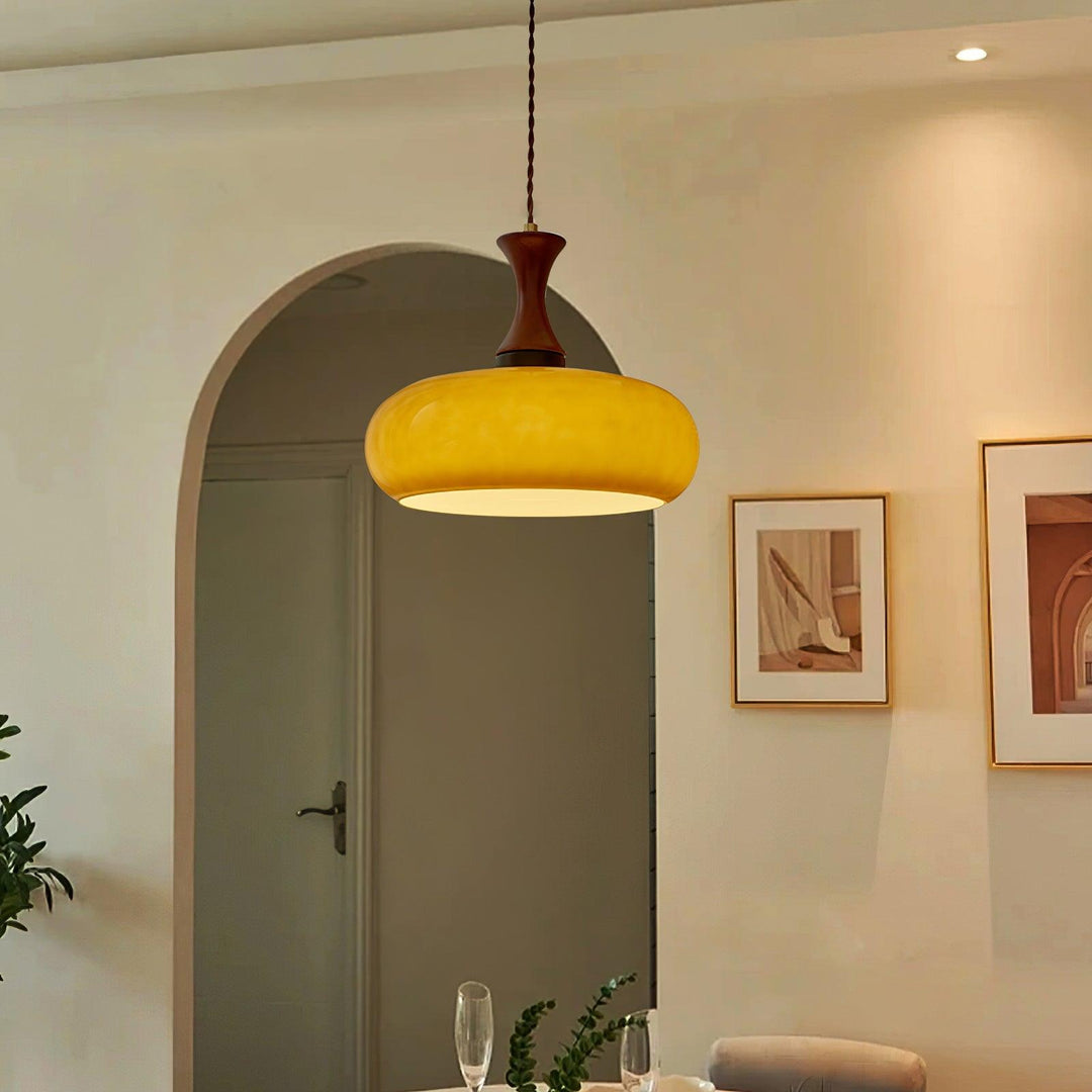 Pendant Light Glass 7 in Brown Dining Room Kitchen Island Ceiling Lamp Adjustable Height | Kalsten