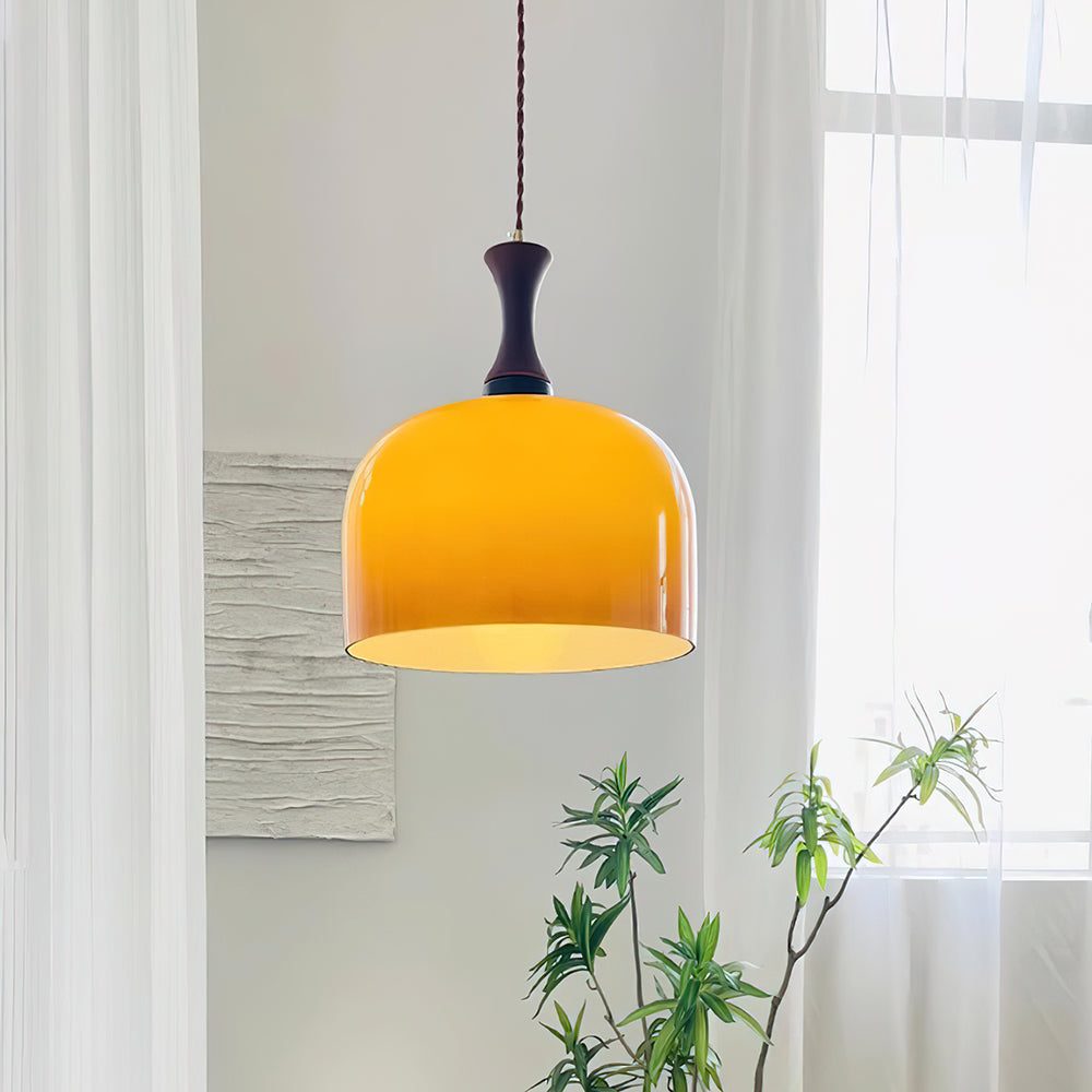 Pendant Light Glass 7 in Brown Dining Room Kitchen Island Ceiling Lamp Adjustable Height | Kalsten