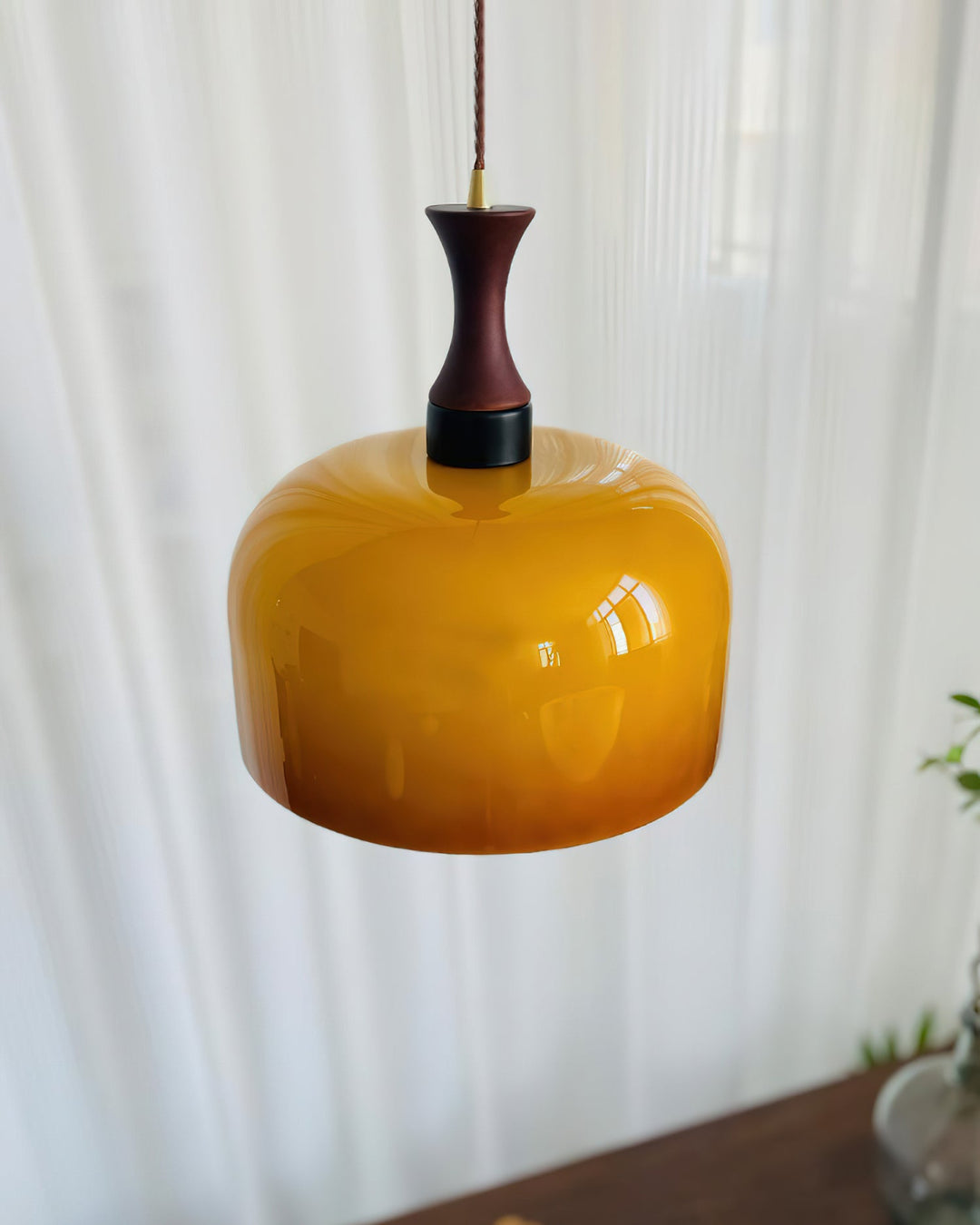 Pendant Light Glass 7 in Brown Dining Room Kitchen Island Ceiling Lamp Adjustable Height | Kalsten