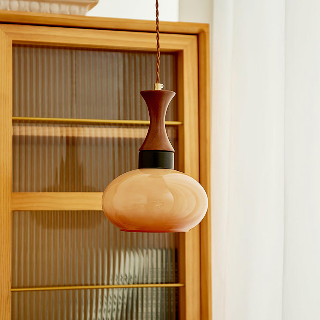 Pendant Light Glass 7 in Brown Dining Room Kitchen Island Ceiling Lamp Adjustable Height | Kalsten