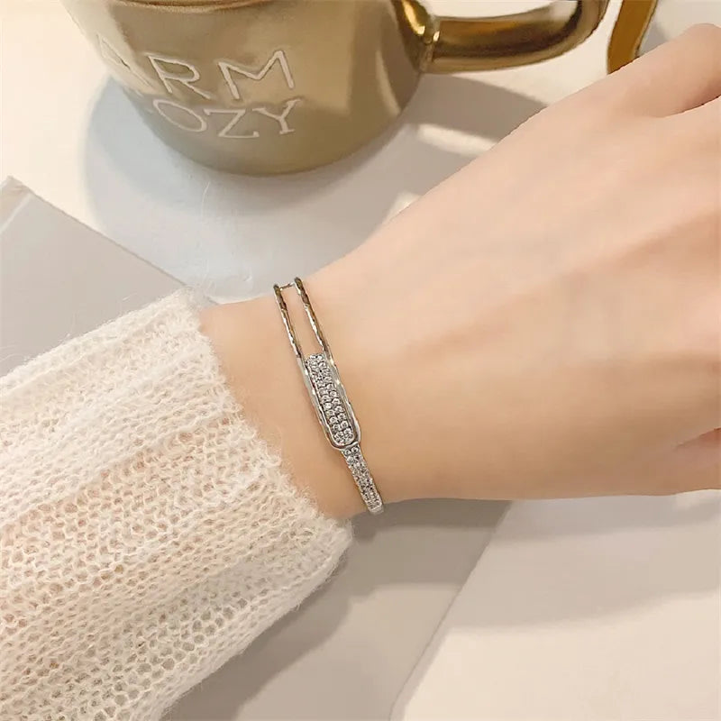 Skanto | Open Bracelet Made of 925 Sterling Silver with Zirconia