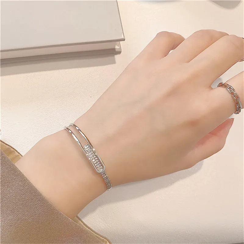 Skanto | Open Bracelet Made of 925 Sterling Silver with Zirconia