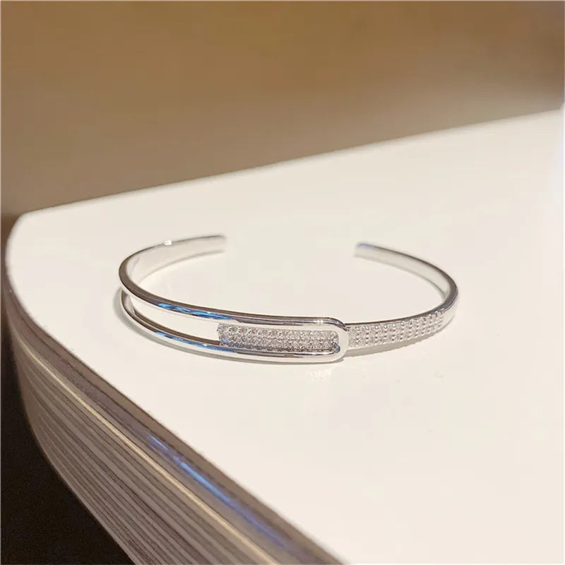 Skanto | Open Bracelet Made of 925 Sterling Silver with Zirconia