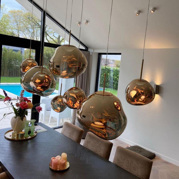 Pendant Lamp Metal 11 in Adjustable Ceiling Light Silver Gold Rose Gold Smoky Gray | Kalsten